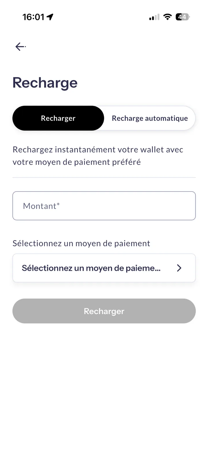 Recharge du Wallet Monta