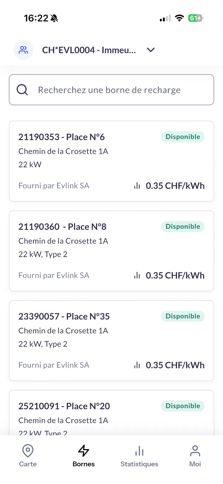 Liste des bornes dans Monta